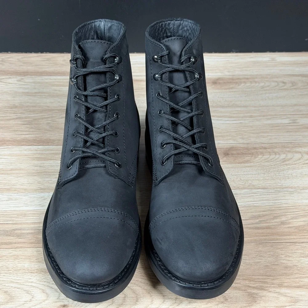 Thursday Boot Co Captain Boots Mens Size 10.5 Black Matte Nubuck Leather Cap Toe
